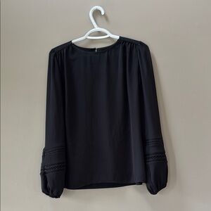 Ann Taylor Black Cuffed Sleeve Blouse